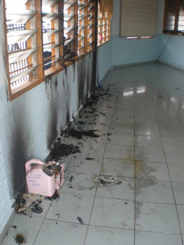 Sirratulrahim Surau in Muar firebombed (Malaysiakini photo)