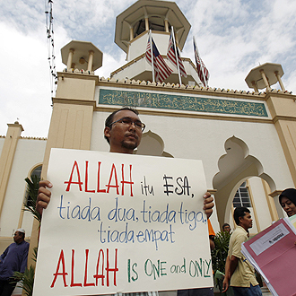 Police found broken glass near the wall outside the mosque in Kota Samarahan, about 40km from the main town of Kuching. It was the first mosque attacked in the recent violence against places of worship. (Photo: Reuters)