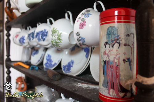 English tea cups on the shelf