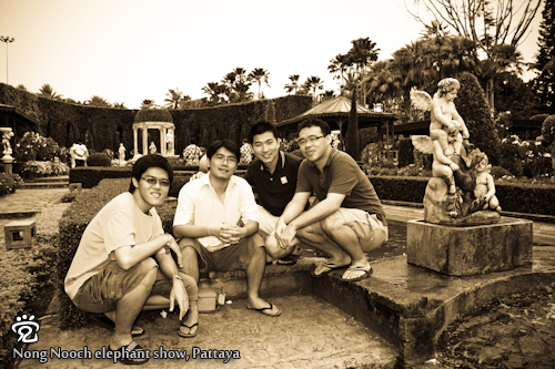 From left: Meng-Hong, Wei-Seong, Boon-Huat, and Wee-Peng at the European Garden of Nong Nooch Paradise