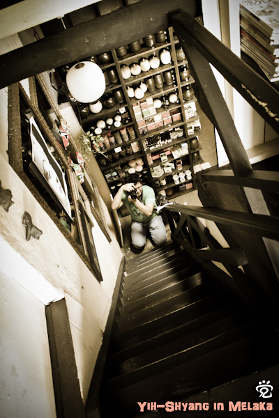 Yih-Shyang was getting an angle of a stair in Limau-limau Cafe