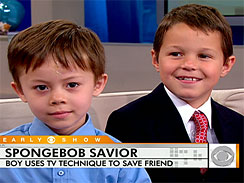 Five-year-old Andrew Gentile, left, was saved from drowing by his 8-year-old neighbor, Reese Ronceray, at right.  (CBS)
