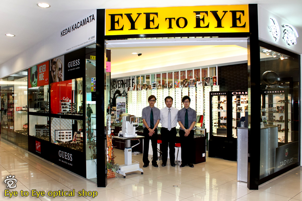 Eye to Eye optical shop in Dataran Pahlawan. From left: Danny, Henry, and Jaron