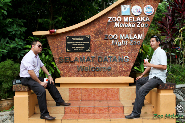 Henry (left) and Stephen at the entrance of the Melaka Zoo