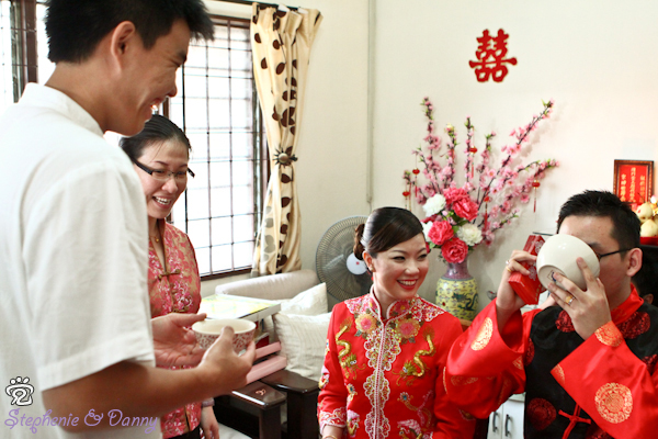 Stephenie and Danny in the wedding's tea ceremony Stephenie and Danny in the wedding's tea ceremony