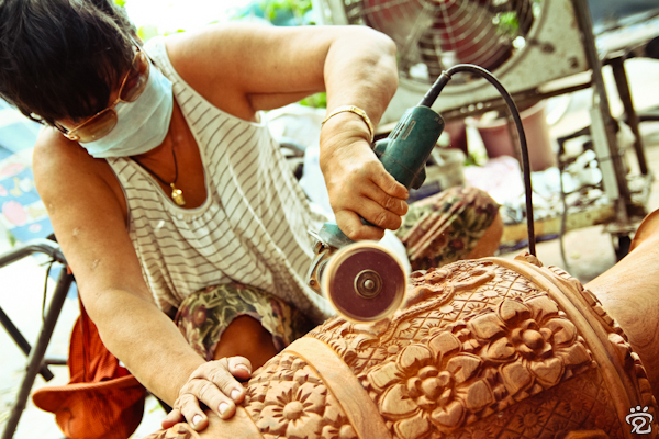wooden vase carving