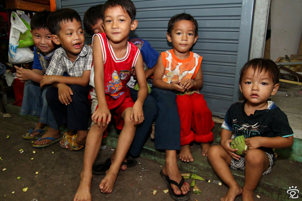 Khmer kids in the market
