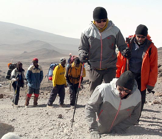 Spencer West lost his legs when he was five. The Toronto-based 31-year-old reached the summit of Mount Kilimanjaro at 11:15 a.m. Monday. (image from www.voiceonline.com)