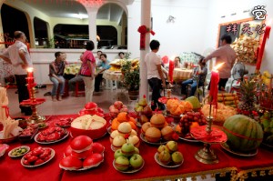 Friends and relatives gathered for this cheerful moment