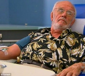 Mr Harrison, dubbed 'the man with the golden arm', is still donating every few weeks at the age of 74. He is thought to have saved 2.2million babies