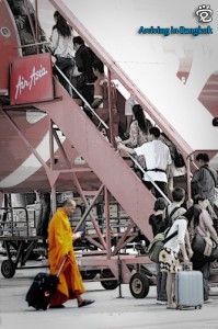The monk was departing to Bangkok with AirAsia