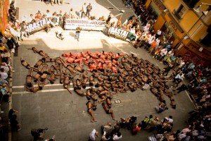 2010 anti-bullfighting demonstration in Pamplona (photograph by Matt Goldsmith)