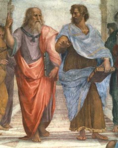 detail of Plato and Aristotle (“School of Athens” by Raphael)