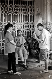 talking to the monk